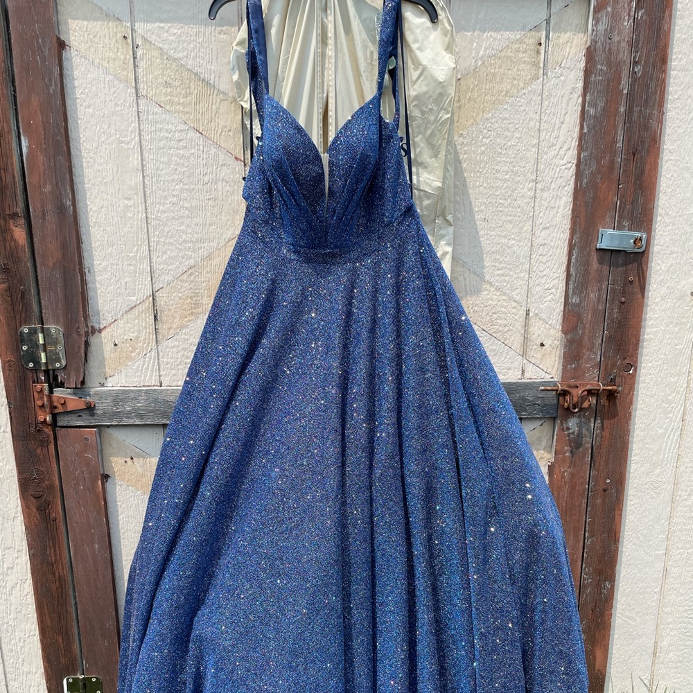 Beautiful blue and silver sparkle dress.